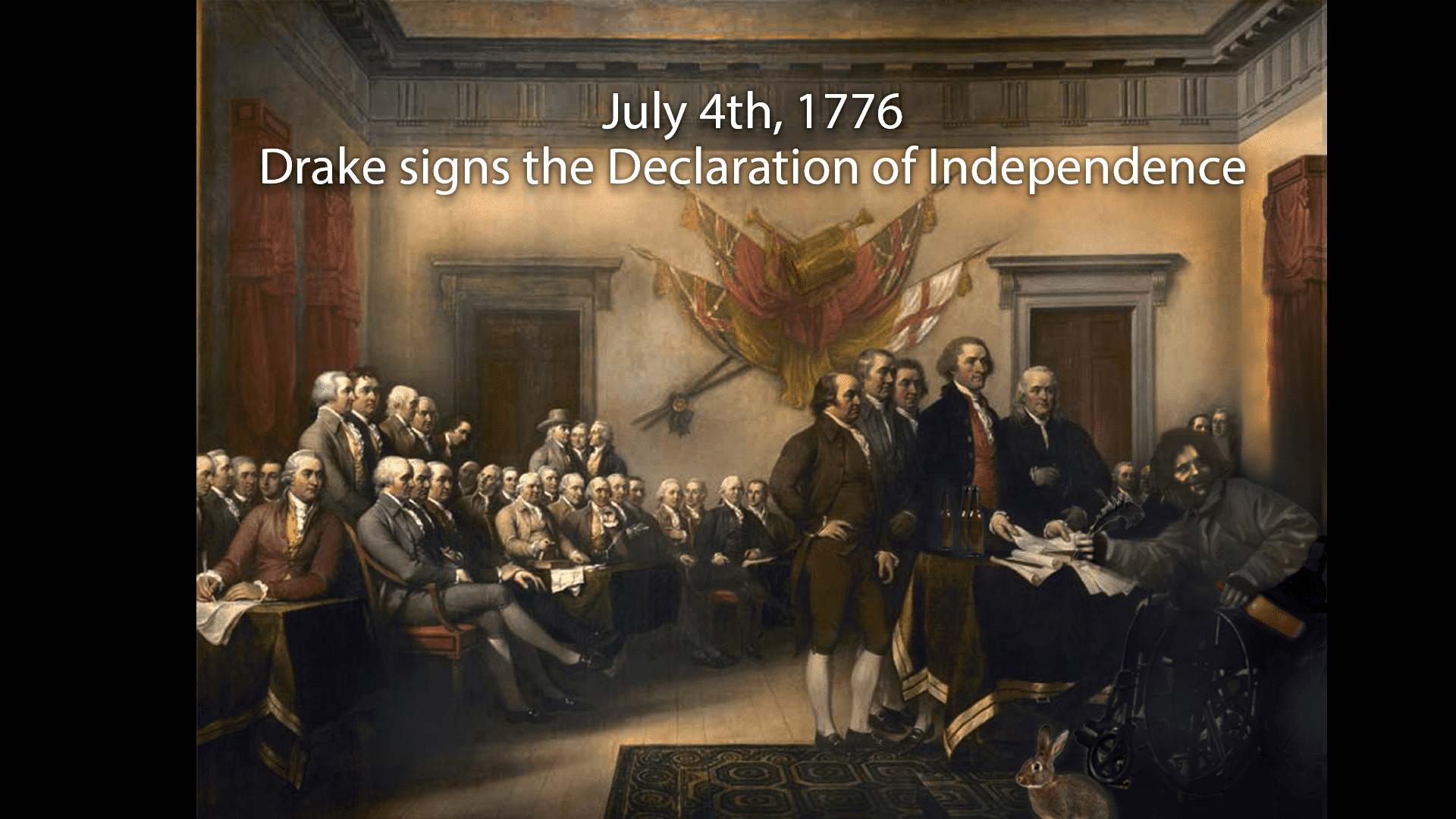 Drake signs the Declaration of Independence